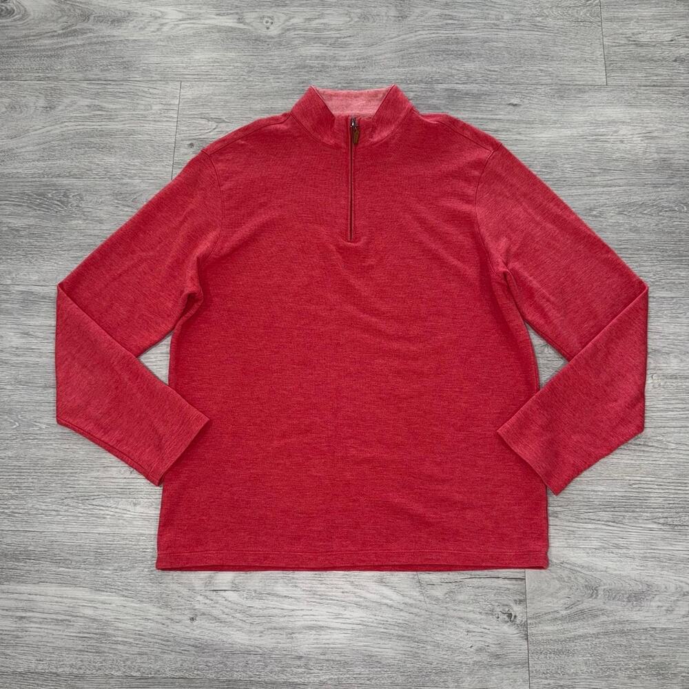 Mizzen + Main Sweater Men’s Large Red 1/4 Zip Pullover Performance Golf Preppy